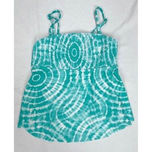 Justice Girl Size 12 Green Swirl Tankini Swim Suit Top